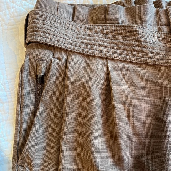 Athleta Skyline Plaid Pant II Brown Sz 6 Office Career Paperbag Belted Neutral - Picture 6 of 13